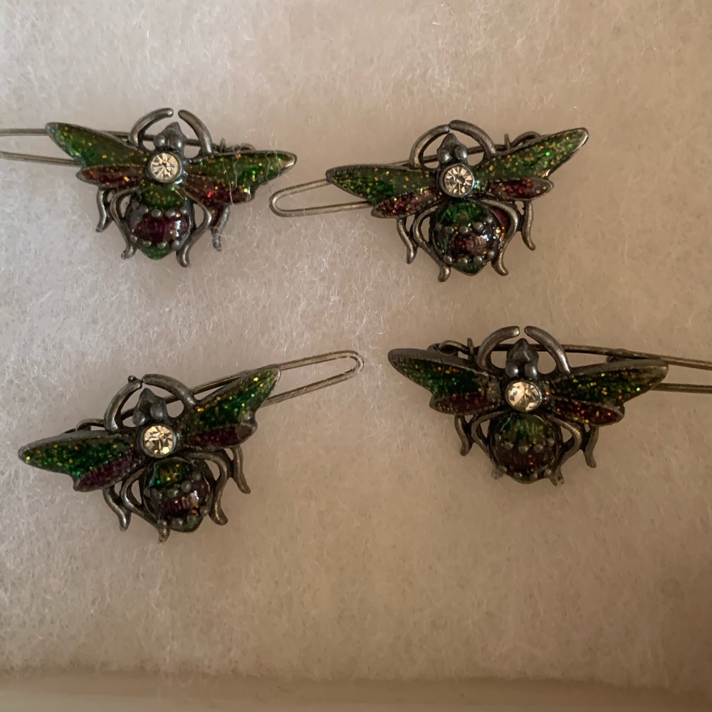 Bundle NWOT 4 bug hair clips with rhinestone, metal and snap in clasp barrette